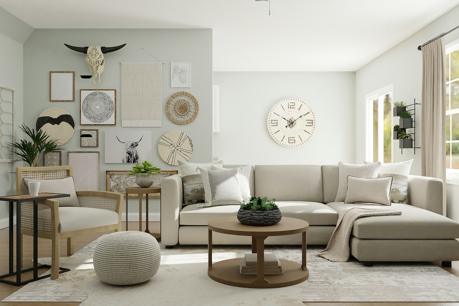 Salon rénové avec mobilier contemporain